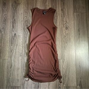 Brown bodycon ribbed sleeveless dress | size L tank dress